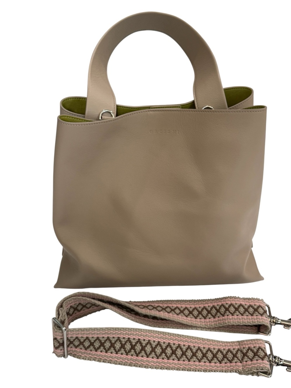 Orciani  Premium Italian LeatherJackie Soft leather shoulder bag. Taupe